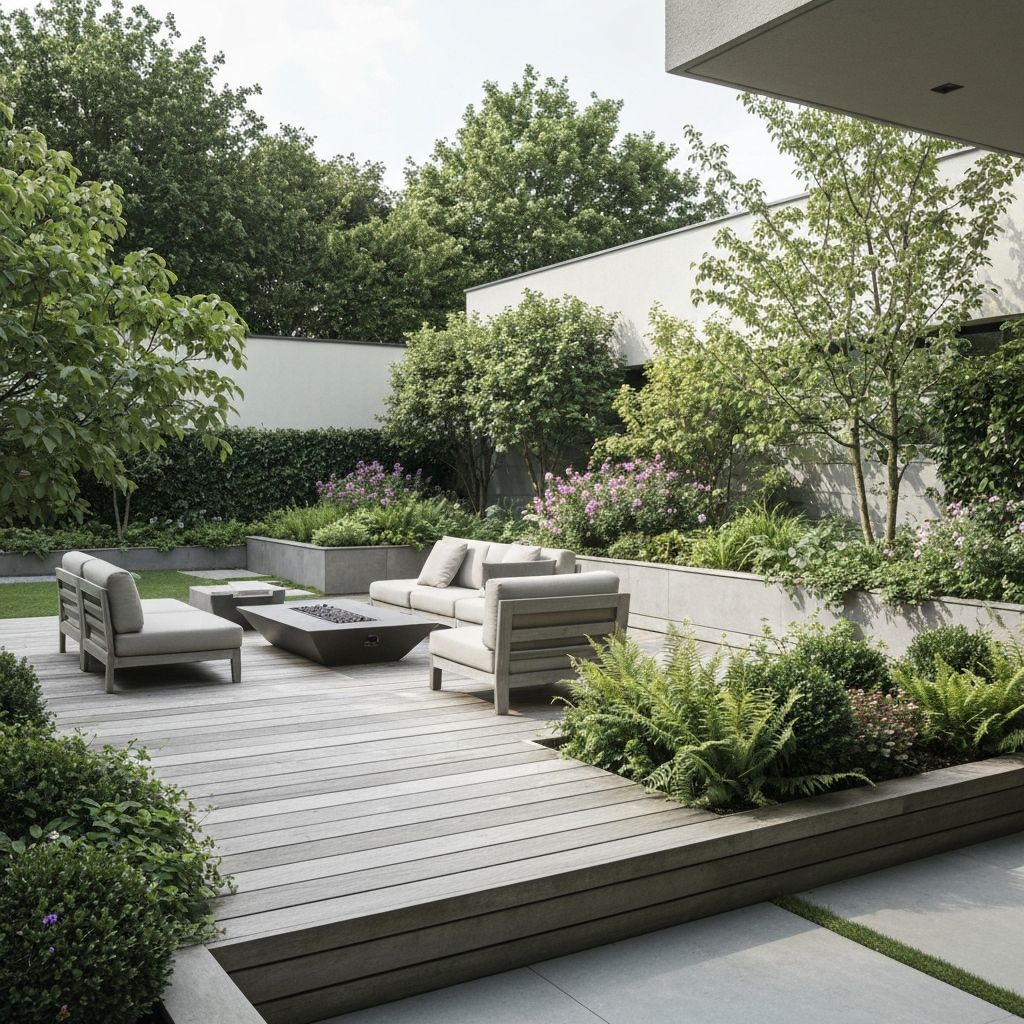 Moderná záhrada s terasou a zeleňou